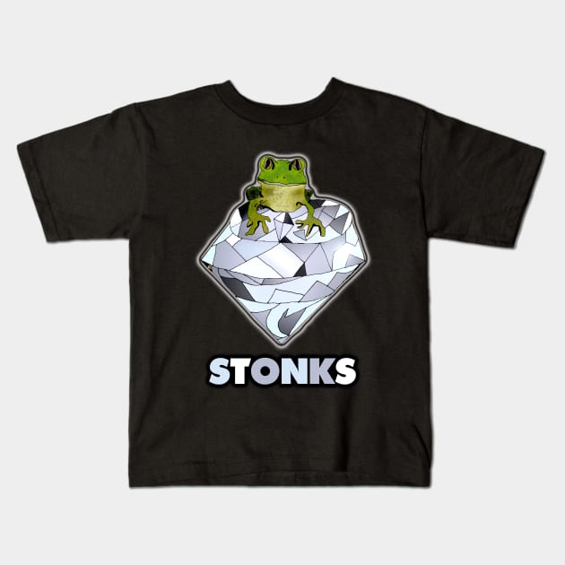 Stonks Frog Kids T-Shirt by IanWylie87